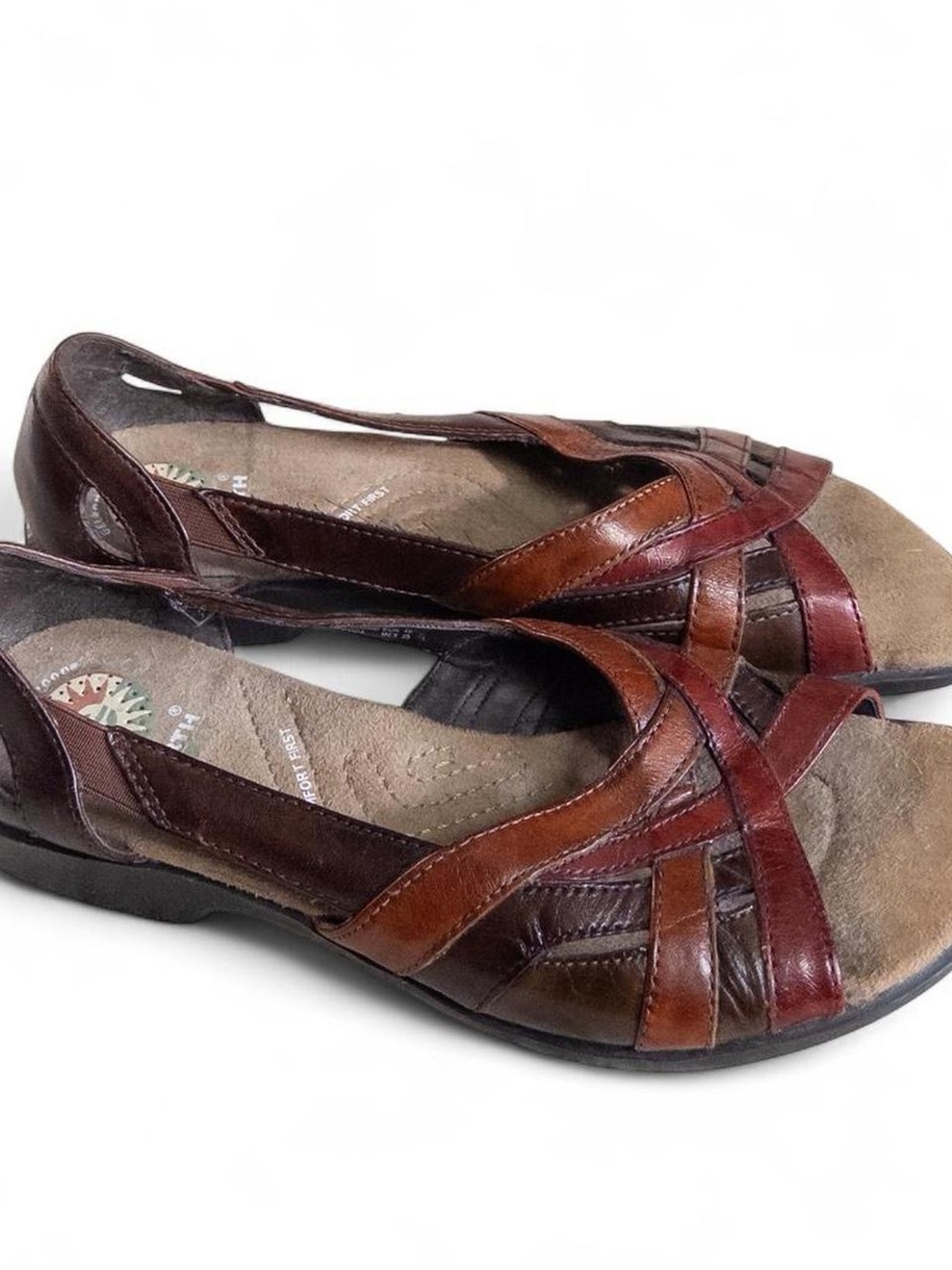 Earth Spirit Leather Comfort Sandals Brown Women’s Size 8 Casual Shoes